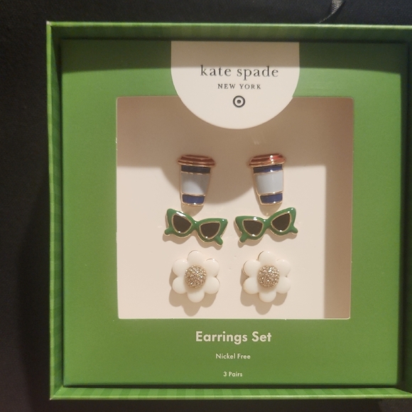 kate spade Jewelry - NWT Kate Spade X Target Earrings Set - Coffee Cup, Sunglasses & Flower